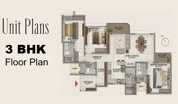 Featured Image of Prestige Grove Park 3 BHK Floor Plan