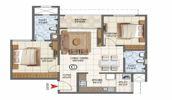 Featured Image of Prestige Grove Park 2 BHK Floor Plan: Size, Layout and Price